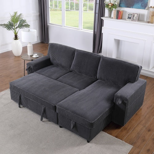 U STYLE Sleeper Sectional Sofa w/ Storage Space Be Up For Life