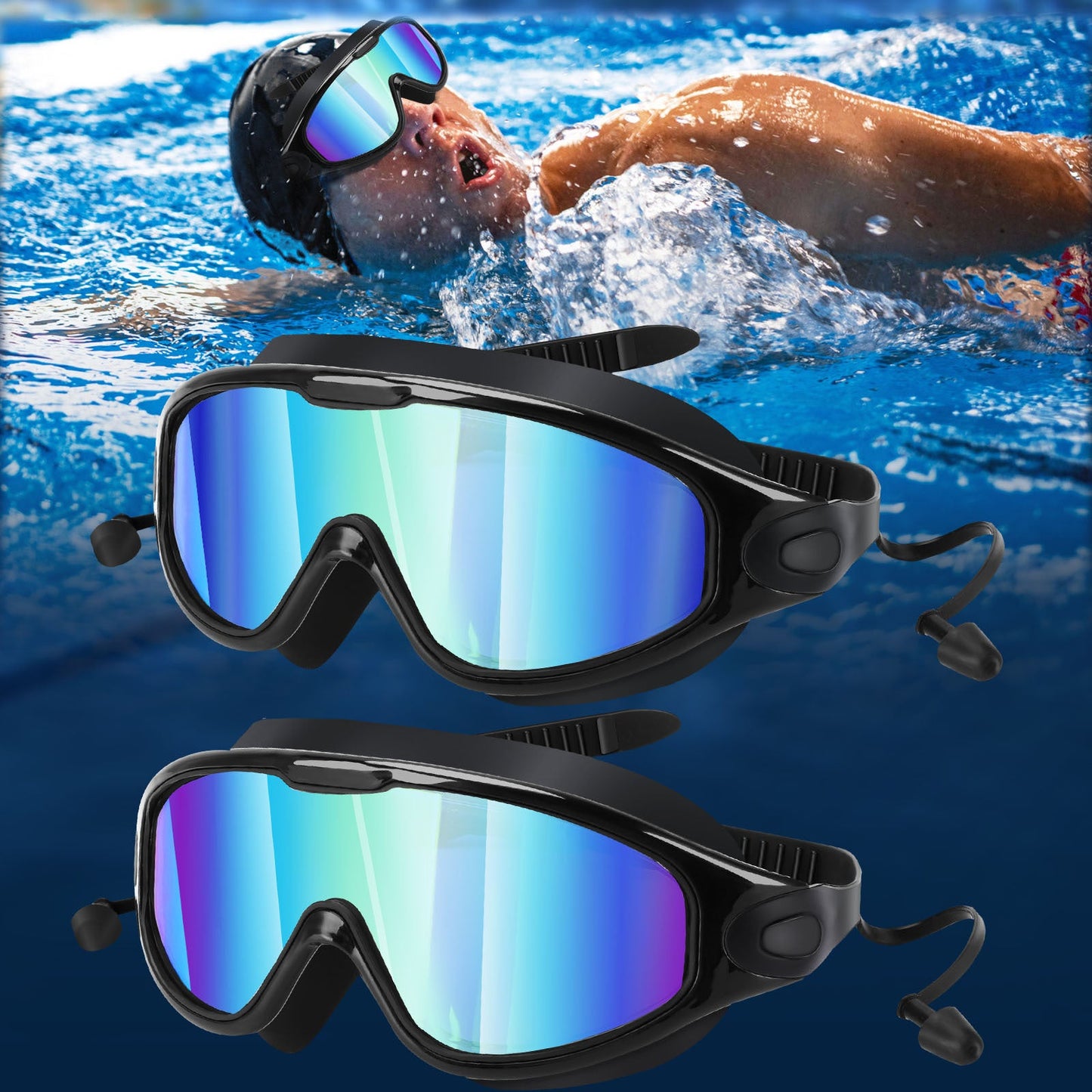 Set of 2 Pairs Of Swimming Goggles BEUPFORLIFE.com
