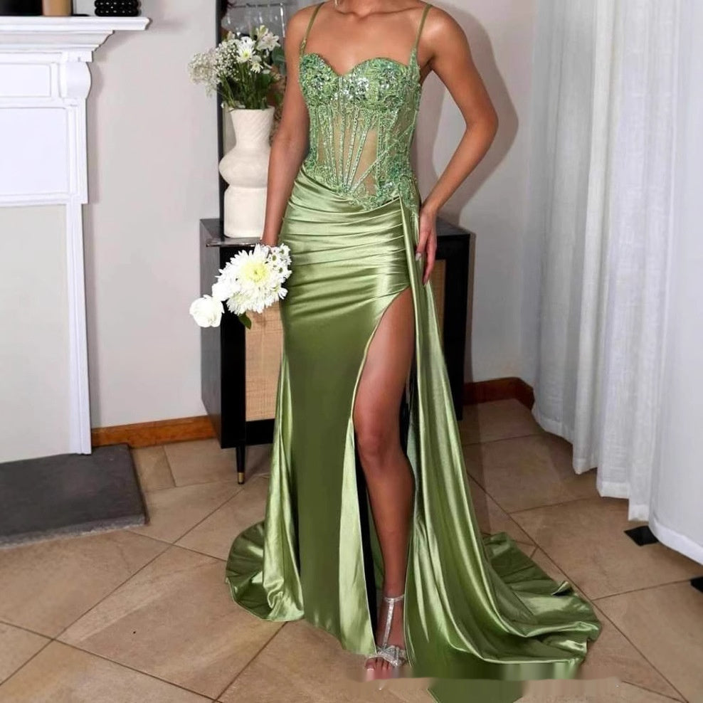 Lovely Satin Strapless Long Dress BEUPFORLIFE.com