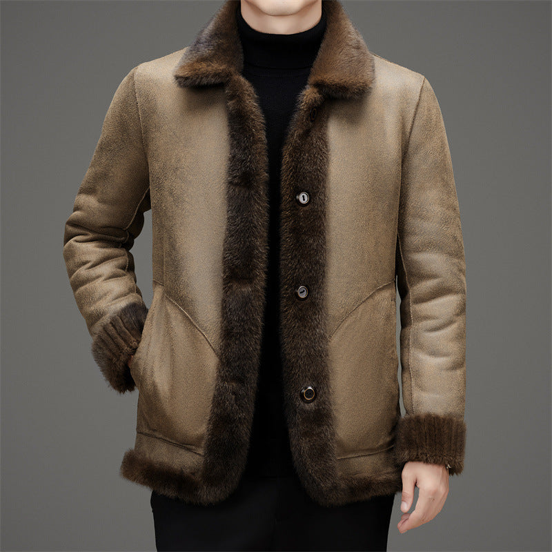 Men's Mink Leather Wool Coat Be Up For Life