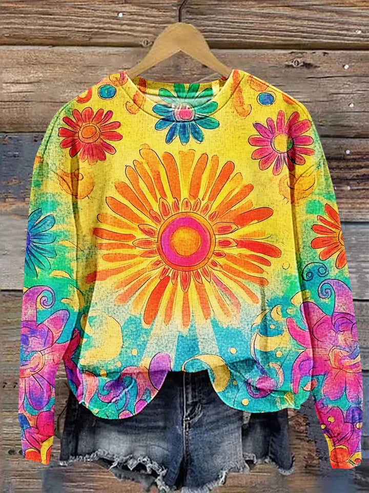 Women's Printed Drop-shoulder Sweater Be Up For Life