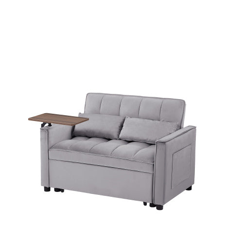 Velvet Loveseat Sleeper Sofa Bed With Side Table BEUPFORLIFE.com