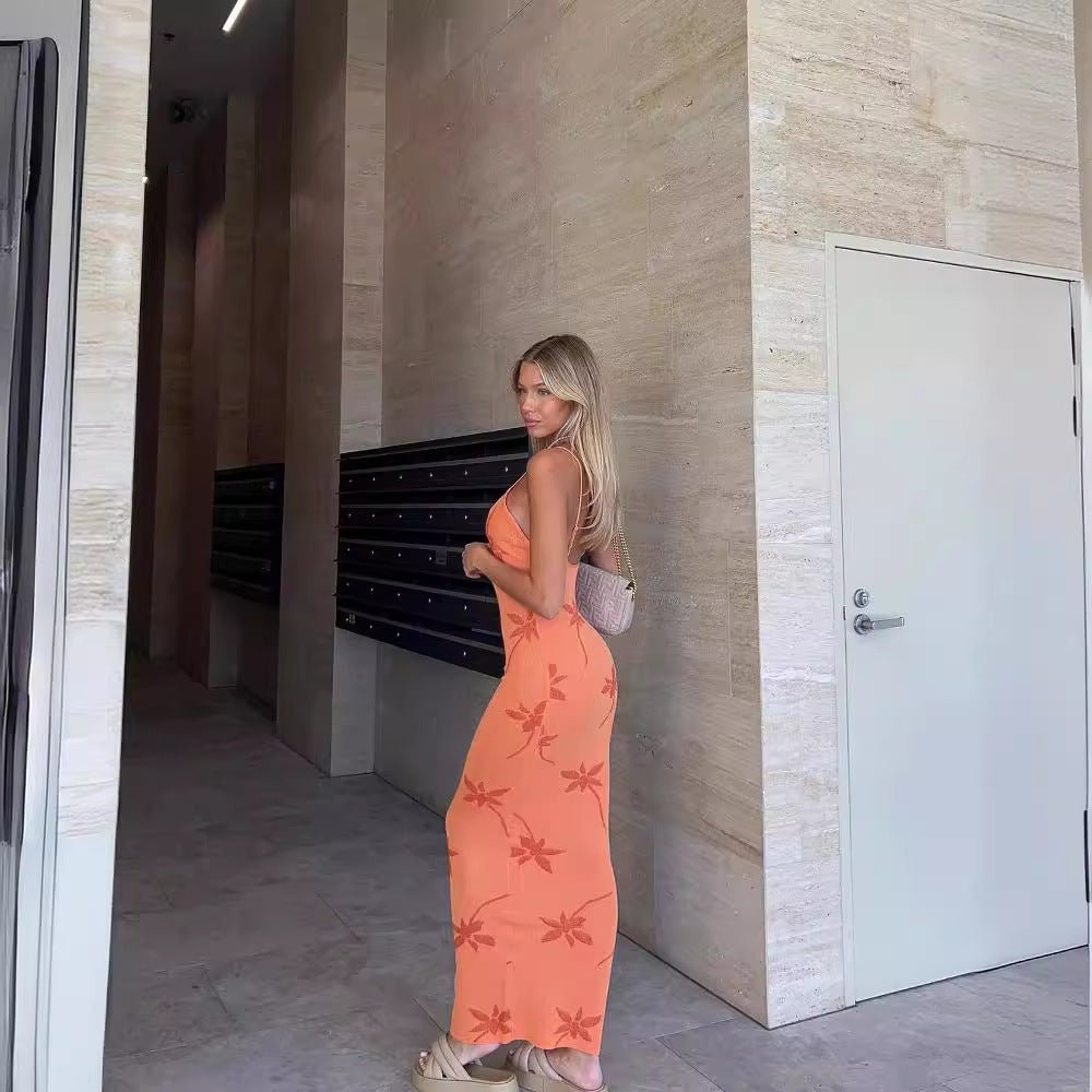 Slim Fit Low-cut Slimming Sling Long Dress Be Up For Life