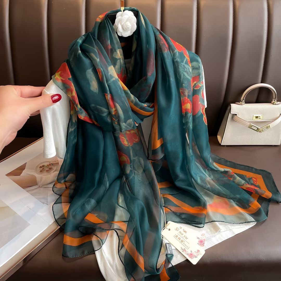 Elegant Silk Design Scarf BEUPFORLIFE.com