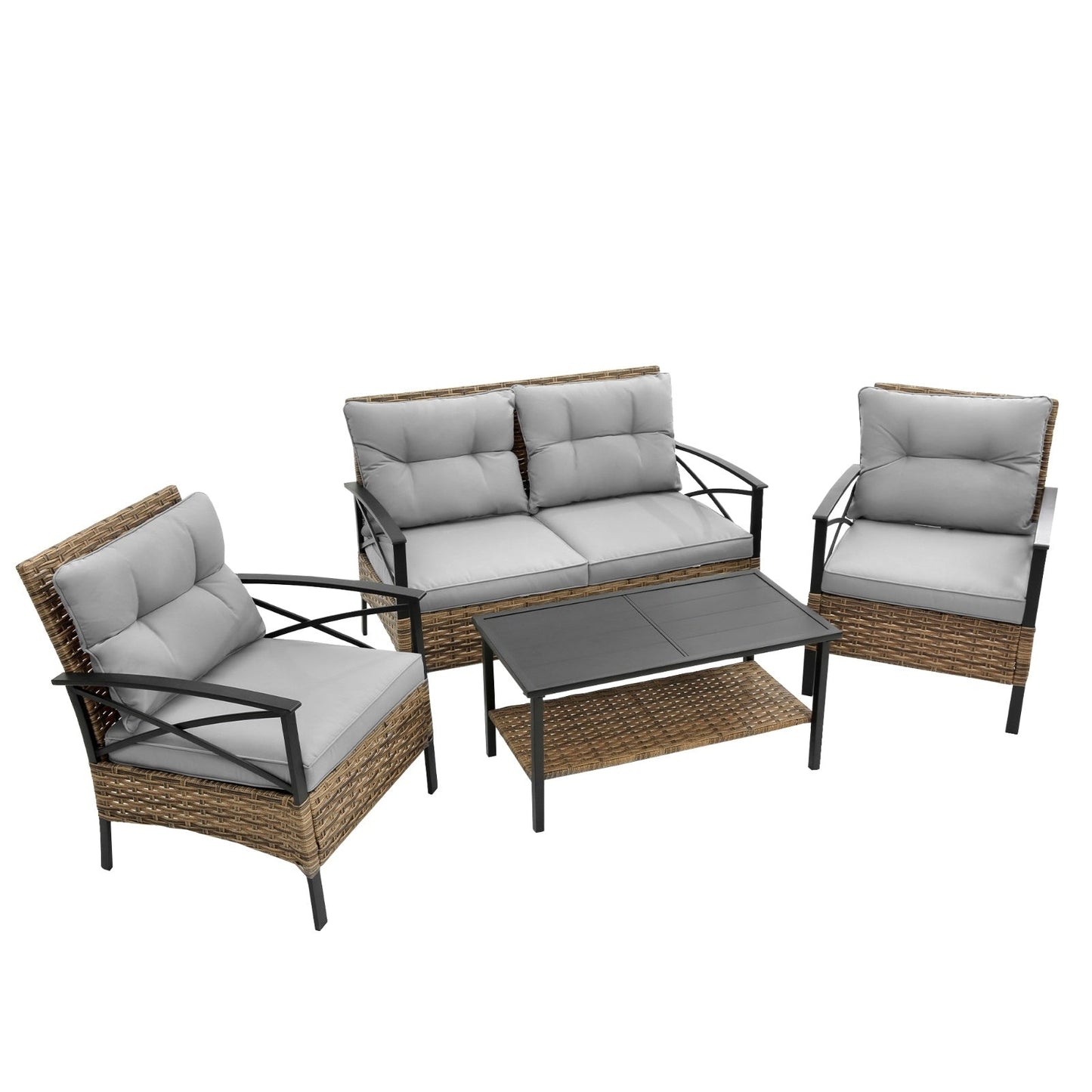 4 Piece Patio Sectional Sofa Set BEUPFORLIFE.com