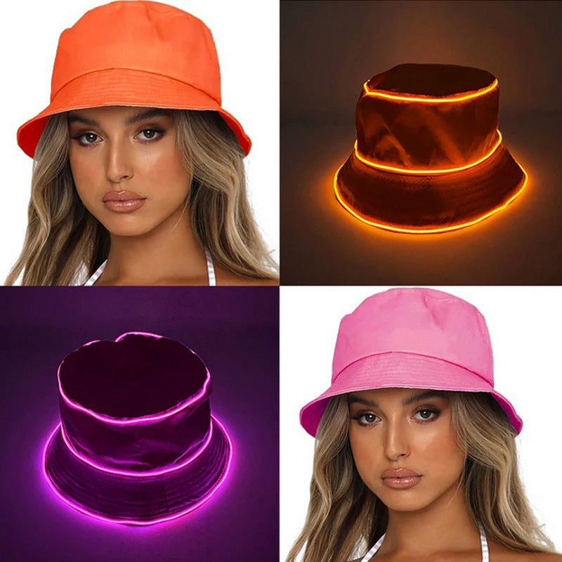 LED Luminous Unisex Solid Color Flat Top Sun Hat BEUPFORLIFE.com