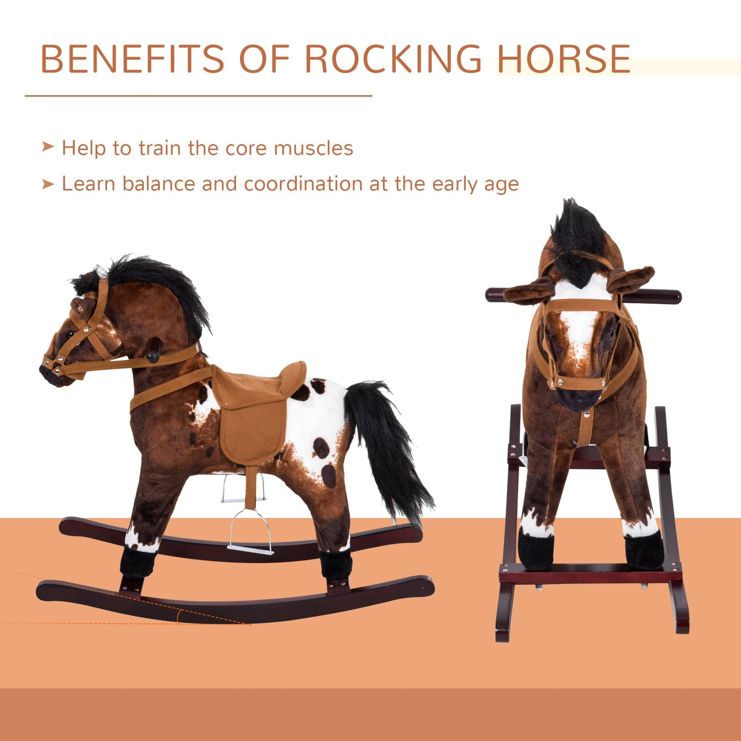 Rocking Horse Kids Plush Ride-On BEUPFORLIFE.com