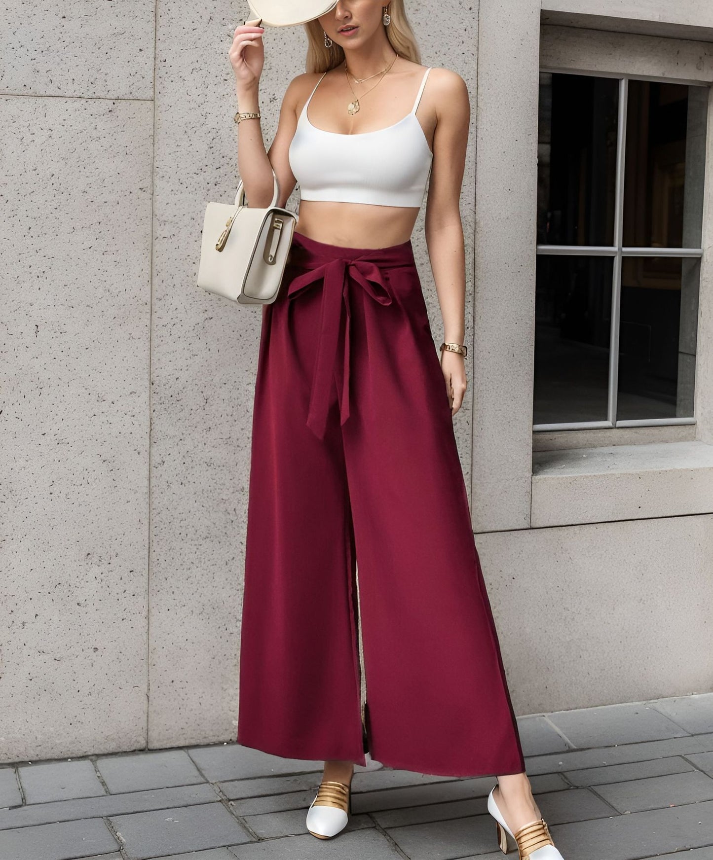 Lace Up Style High Waist Pants BEUPFORLIFE.com