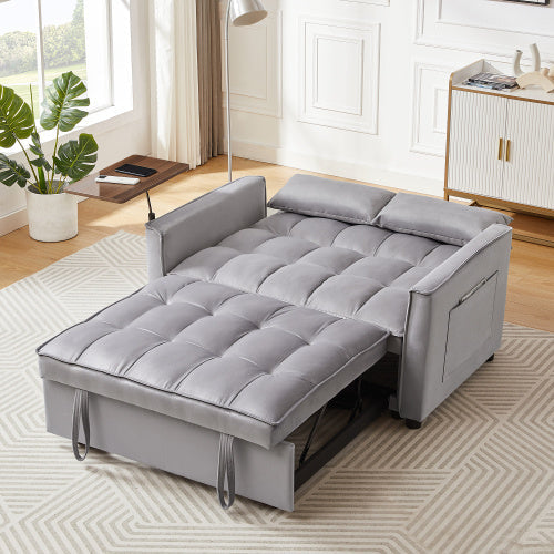 Velvet Loveseat Sleeper Sofa Bed With Side Table BEUPFORLIFE.com