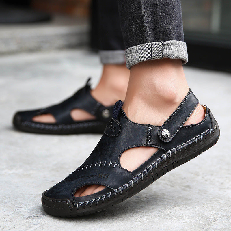 Closed Toe Leather Sandals BEUPFORLIFE.com