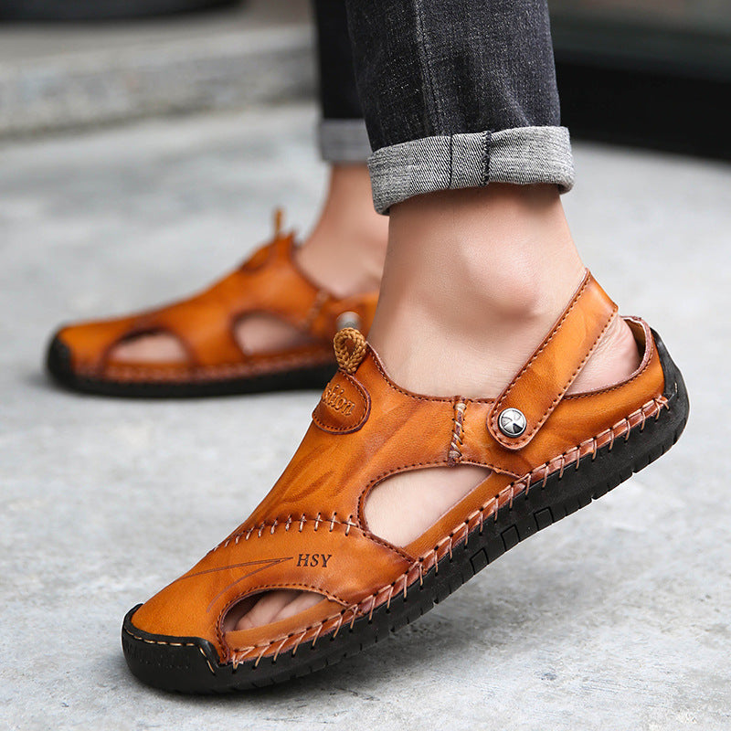 Closed Toe Leather Sandals BEUPFORLIFE.com