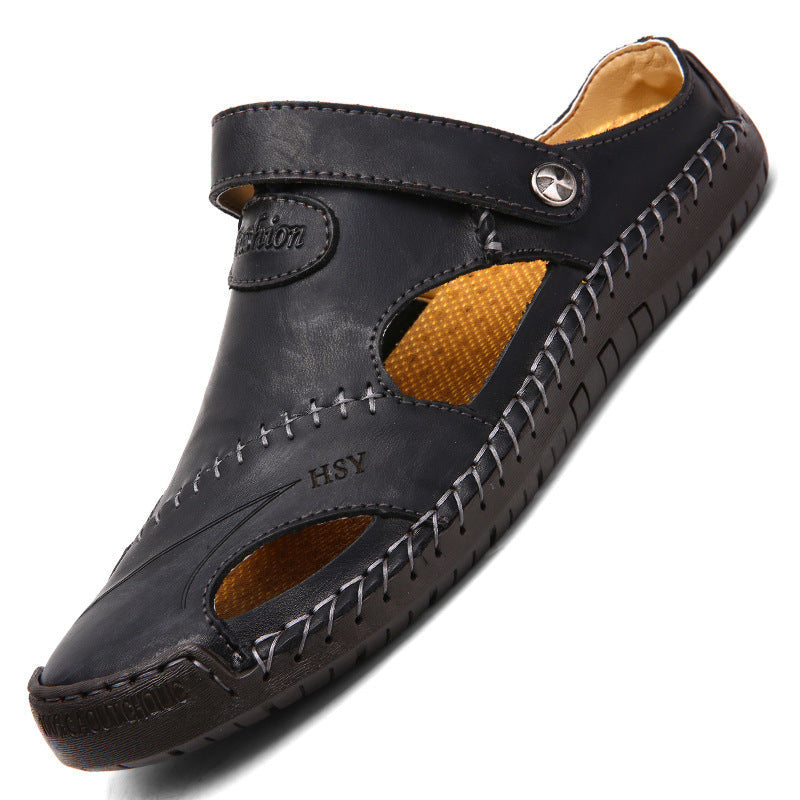 Closed Toe Leather Sandals BEUPFORLIFE.com