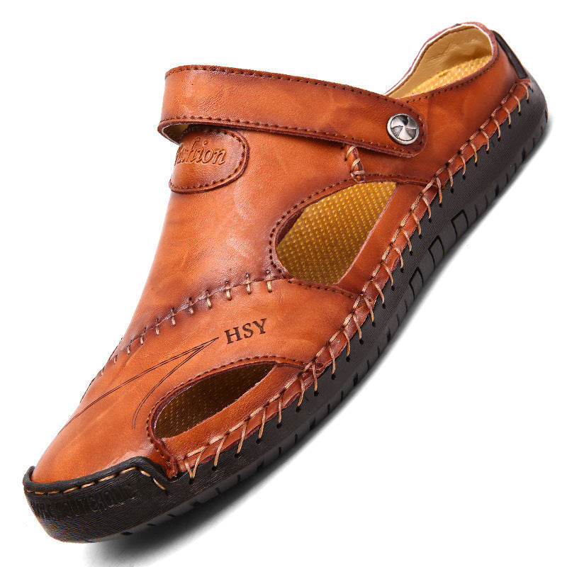 Closed Toe Leather Sandals BEUPFORLIFE.com