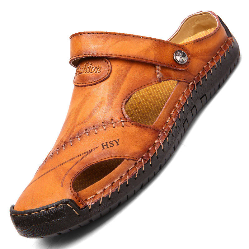 Closed Toe Leather Sandals BEUPFORLIFE.com