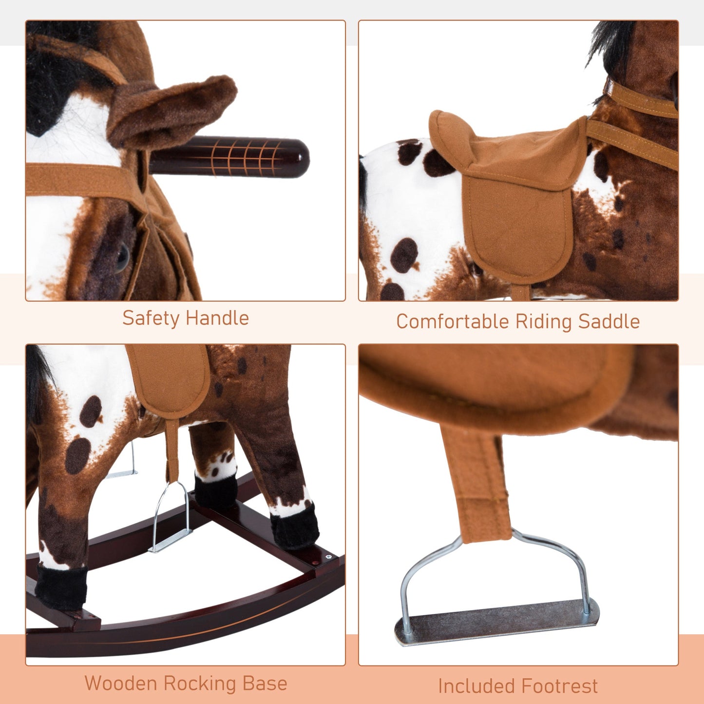 Rocking Horse Kids Plush Ride-On BEUPFORLIFE.com