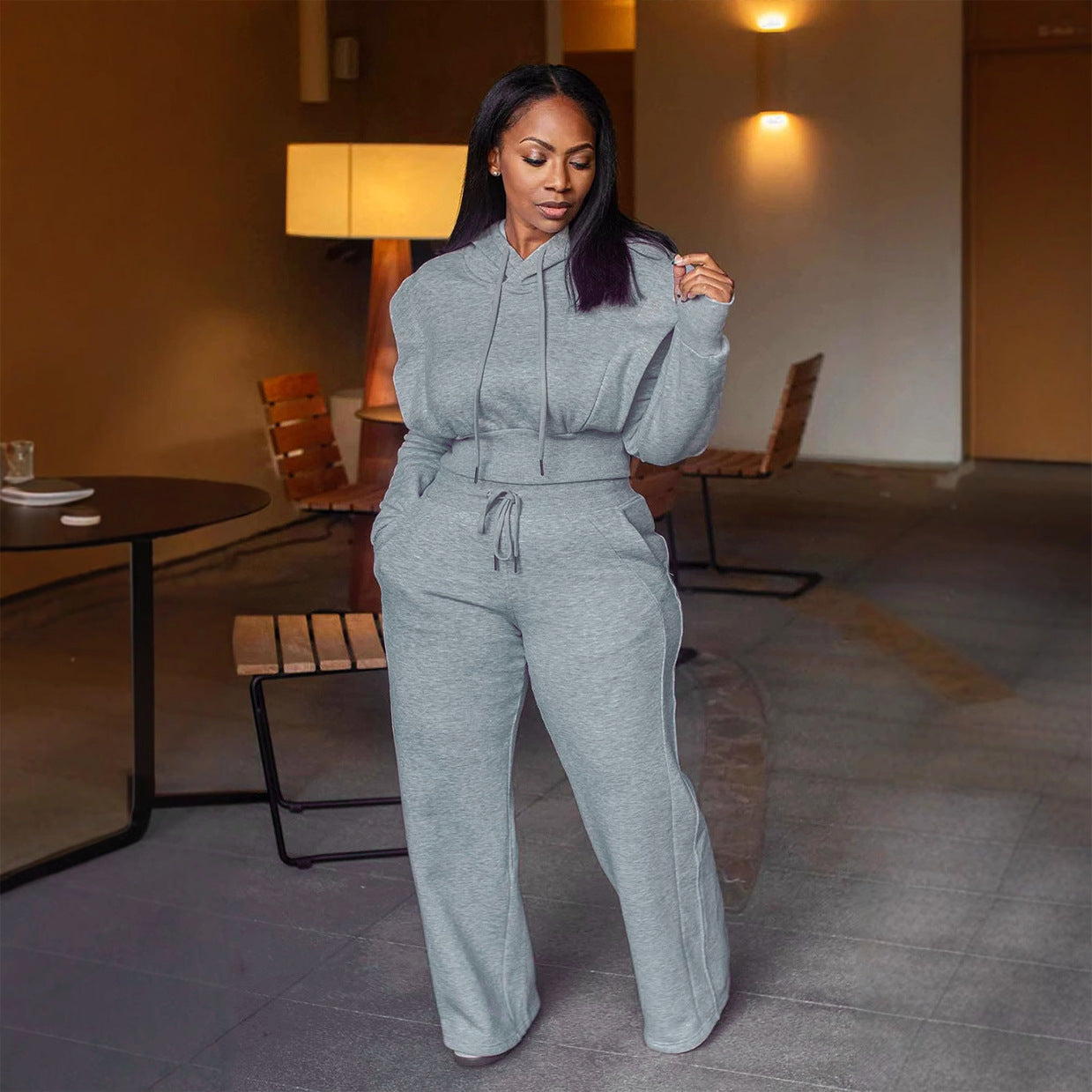 Hooded, Wide Leg Two-piece set