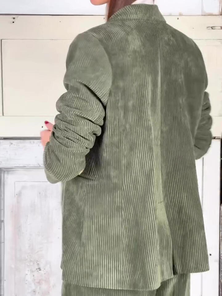 Casual Commuting Corduroy Blazer & Pants Set BEUPFORLIFE.com