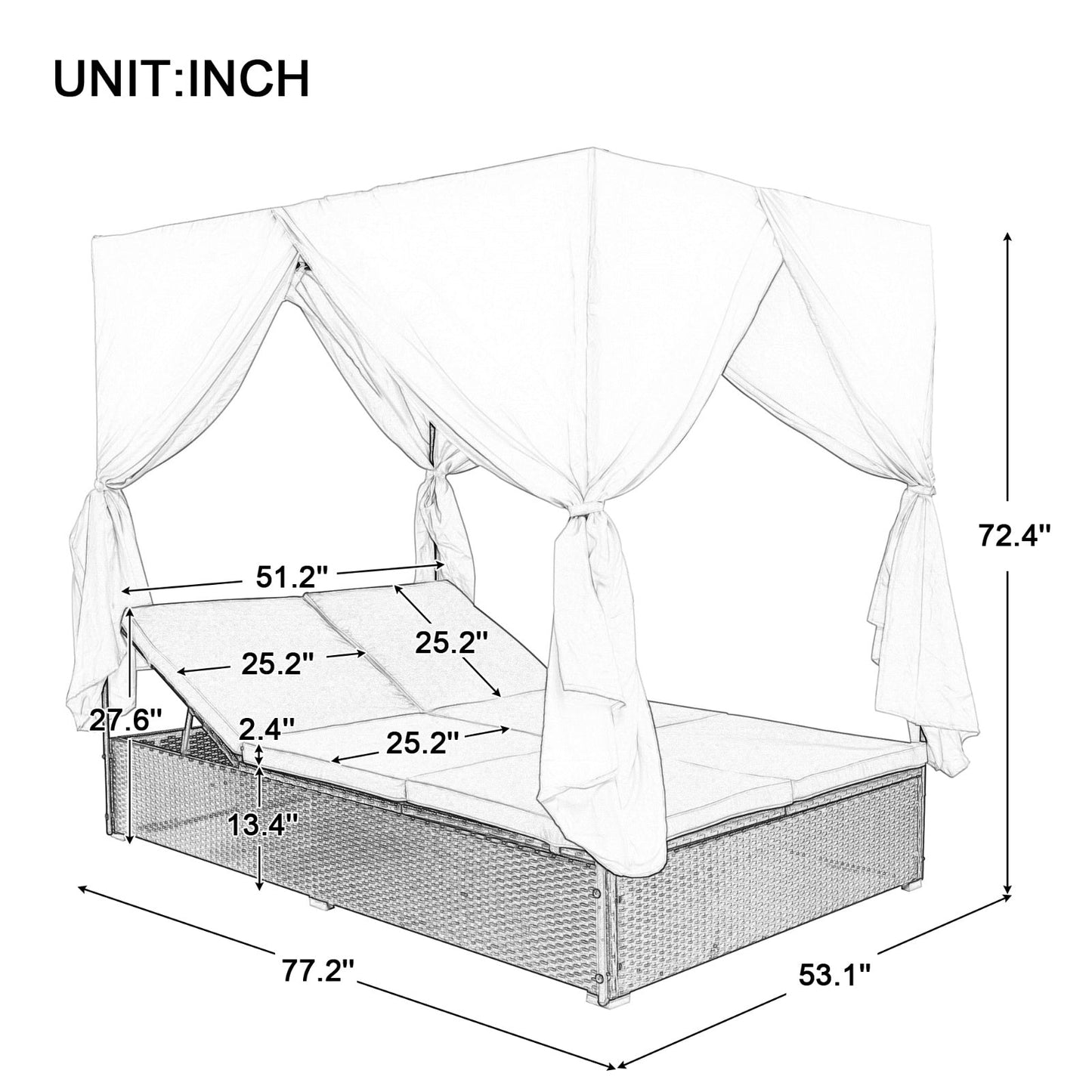 U STYLE Outdoor Patio Wicker Sunbed/Daybed With Cushions & Adjustable Seats Be Up For Life