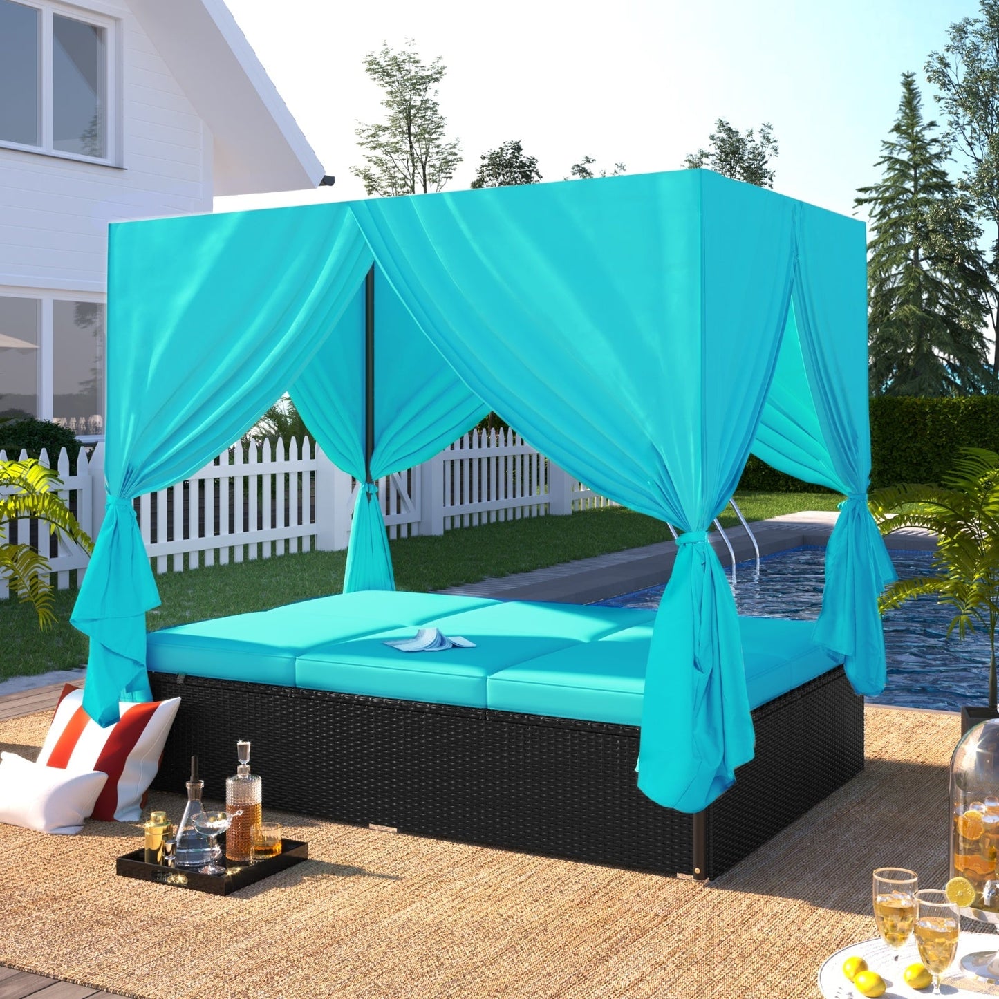 U STYLE Outdoor Patio Wicker Sunbed/Daybed With Cushions & Adjustable Seats Be Up For Life