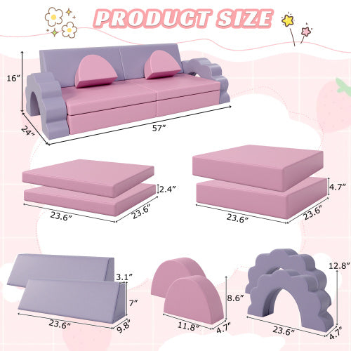 10PCS Kids Couch For Playroom, Climbing And Crawl Foam Play Set Foam Climbing Blocks Convertible Sofa BEUPFORLIFE.com