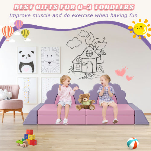 10PCS Kids Couch For Playroom, Climbing And Crawl Foam Play Set Foam Climbing Blocks Convertible Sofa BEUPFORLIFE.com