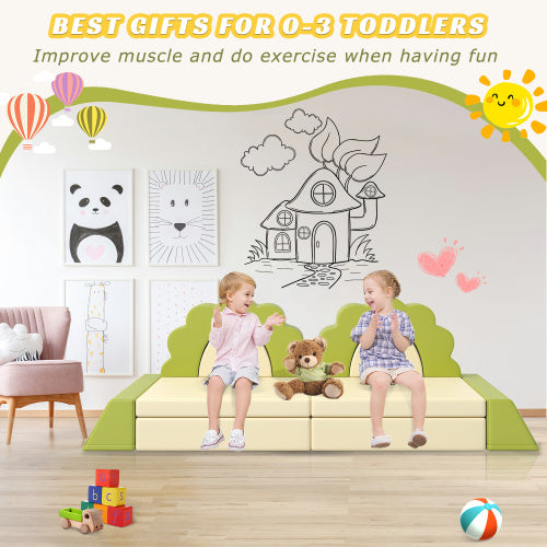 10PCS Kids Couch For Playroom, Climbing And Crawl Foam Play Set Foam Climbing Blocks Convertible Sofa BEUPFORLIFE.com