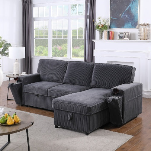 U STYLE Sleeper Sectional Sofa w/ Storage Space Be Up For Life