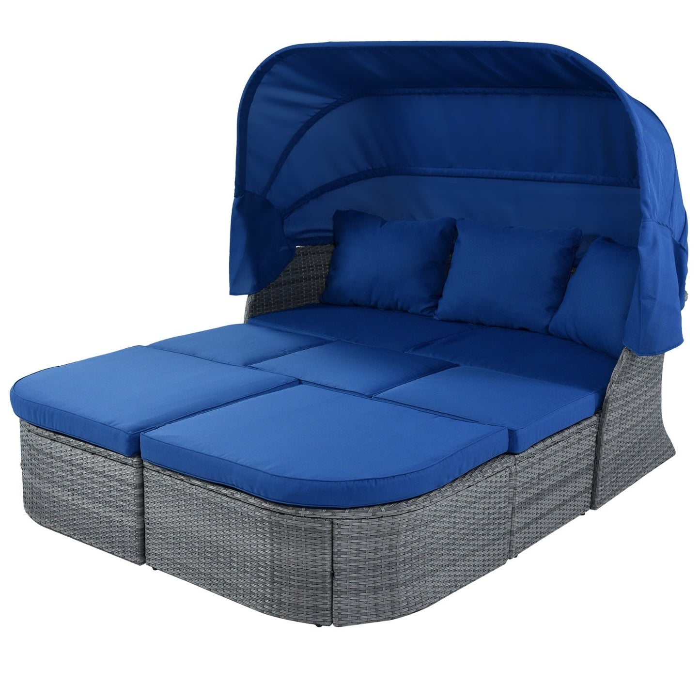 U STYLE Patio Furniture Set Daybed W Retractable Canopy Wicker Be Up For Life