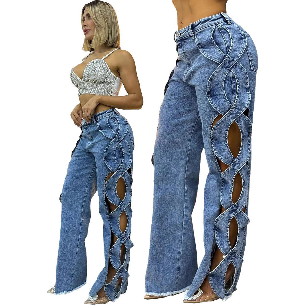 Women's Side Hollow S Line Denim Jeans BEUPFORLIFE.com