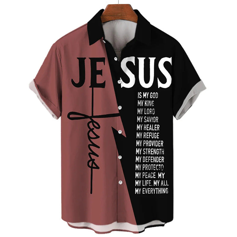 JESUS Colorblock Letter Shirt BEUPFORLIFE.com