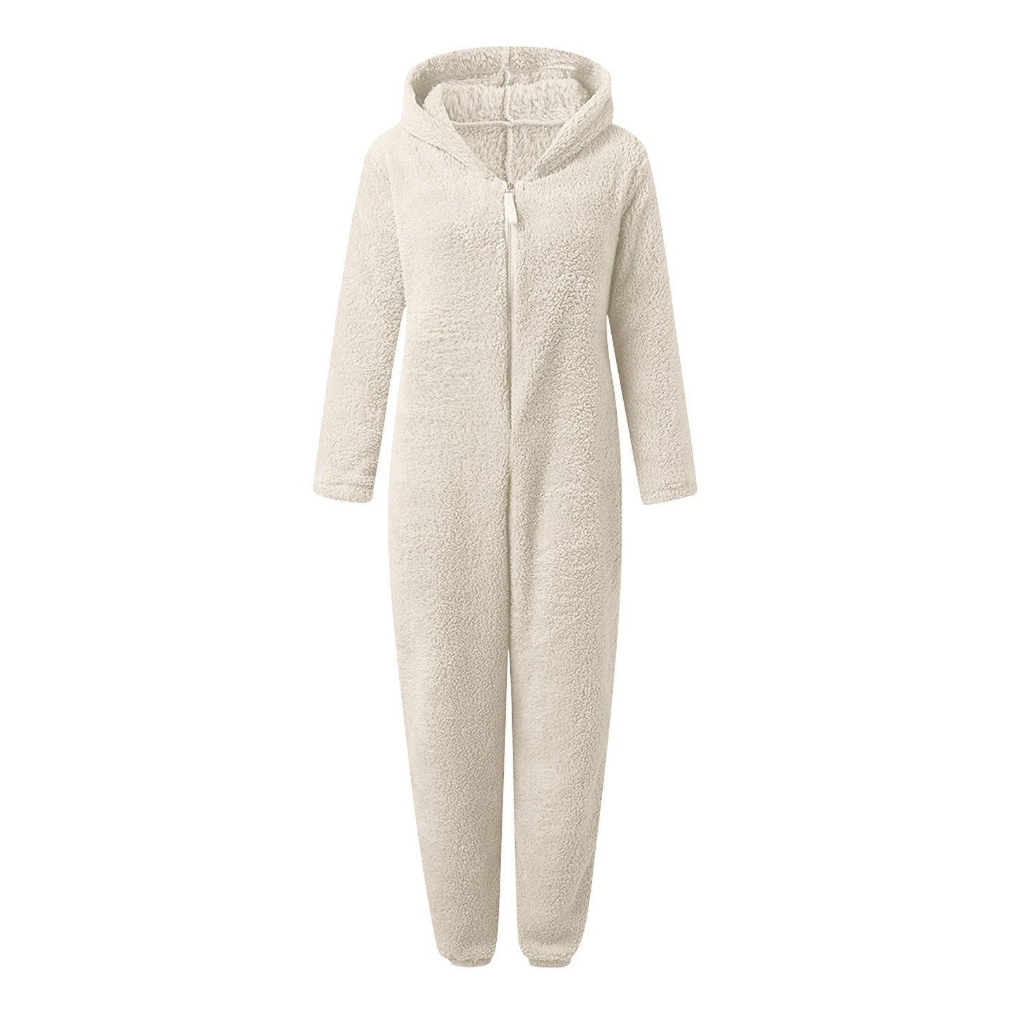 Fleece-lined Thick Furry Jumpsuit Hooded Cat Ear Pajamas BEUPFORLIFE.com