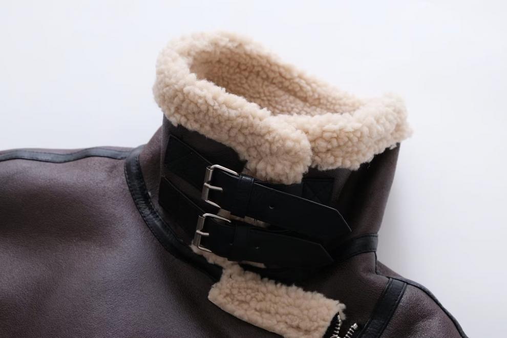 Suede Fur Integrated Motorcycle Jacket BEUPFORLIFE.com