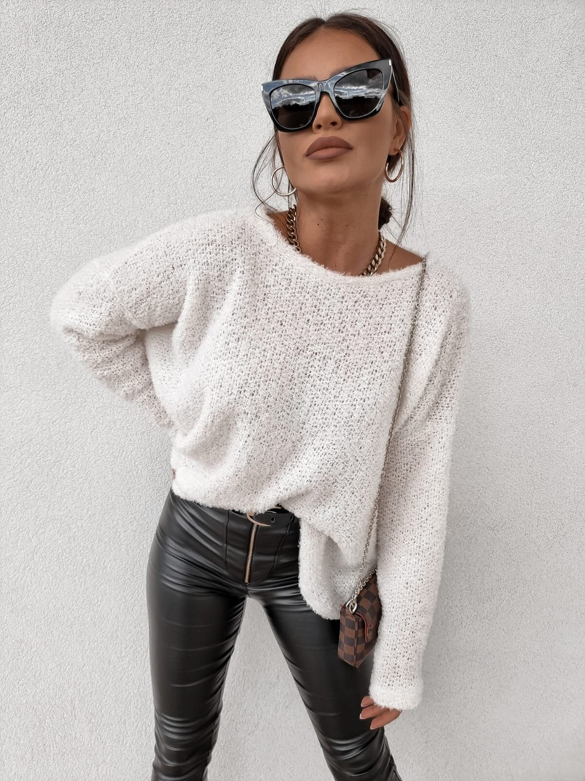 Women's Loose Long-sleeved Off-shoulder Sweater Be Up For Life