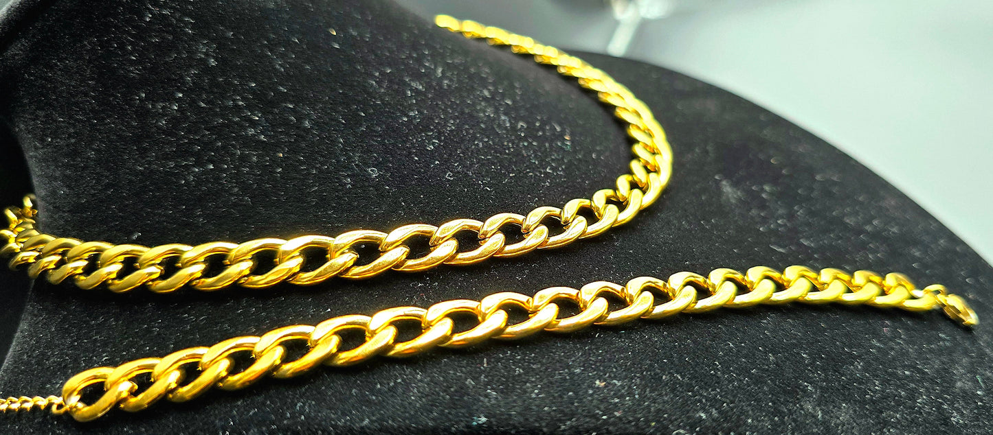 Cuban necklace, bracelet set BEUPFORLIFE.com