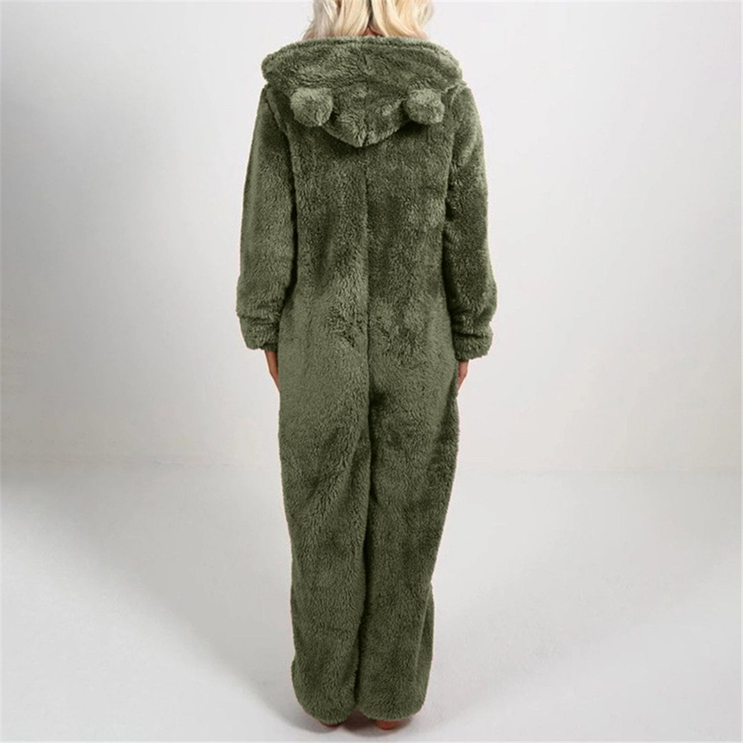 Fleece-lined Thick Furry Jumpsuit Hooded Cat Ear Pajamas BEUPFORLIFE.com