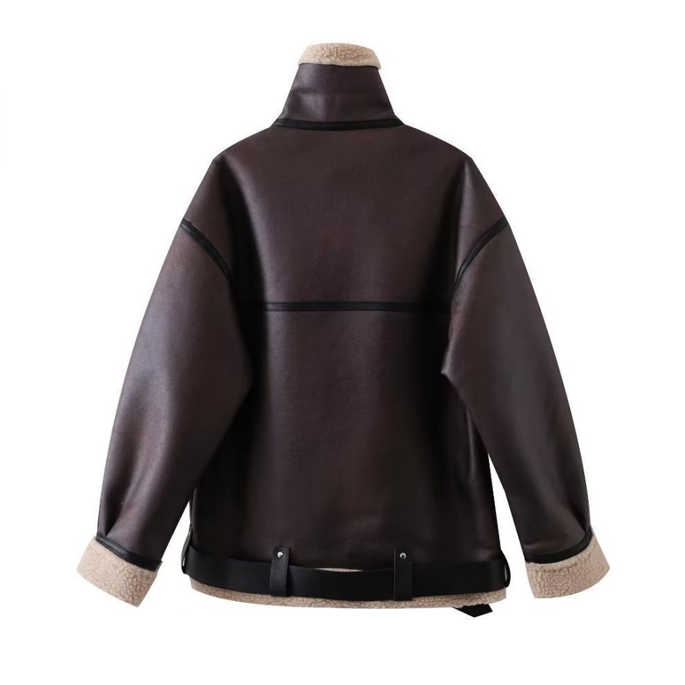 Suede Fur Integrated Motorcycle Jacket BEUPFORLIFE.com