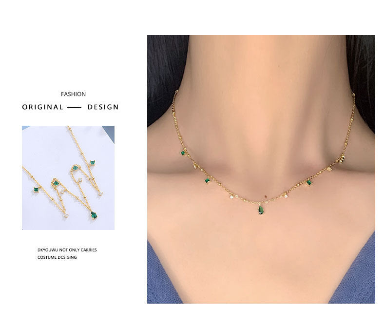 Water drop emerald zircon necklace BEUPFORLIFE.com
