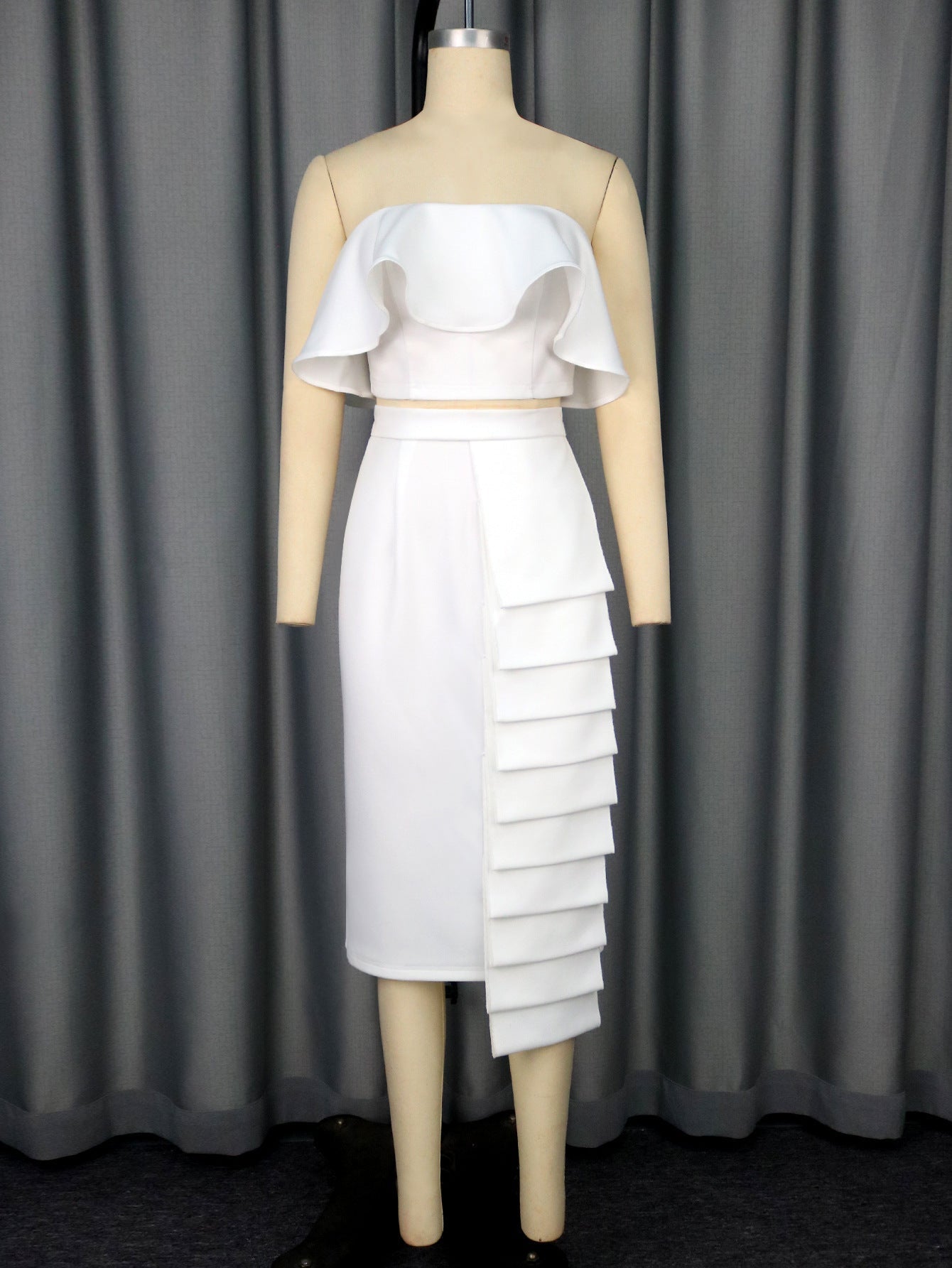 Tube Top White Shirt Asymmetric Hip Skirt Suit Be Up For Life