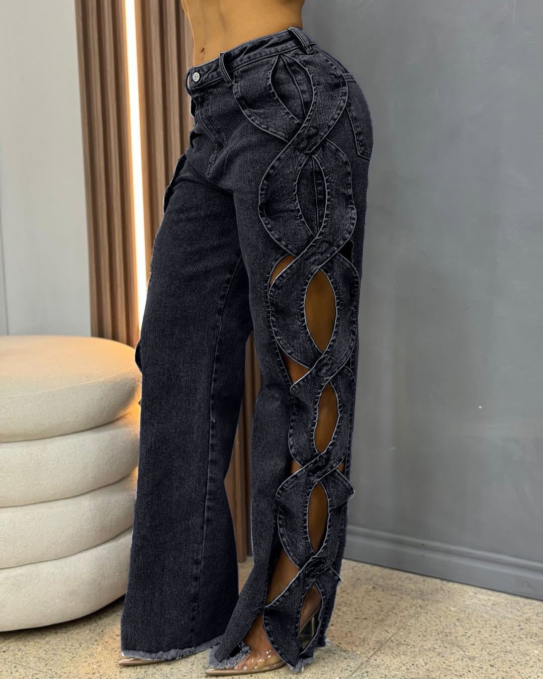 Women's Side Hollow S Line Denim Jeans BEUPFORLIFE.com