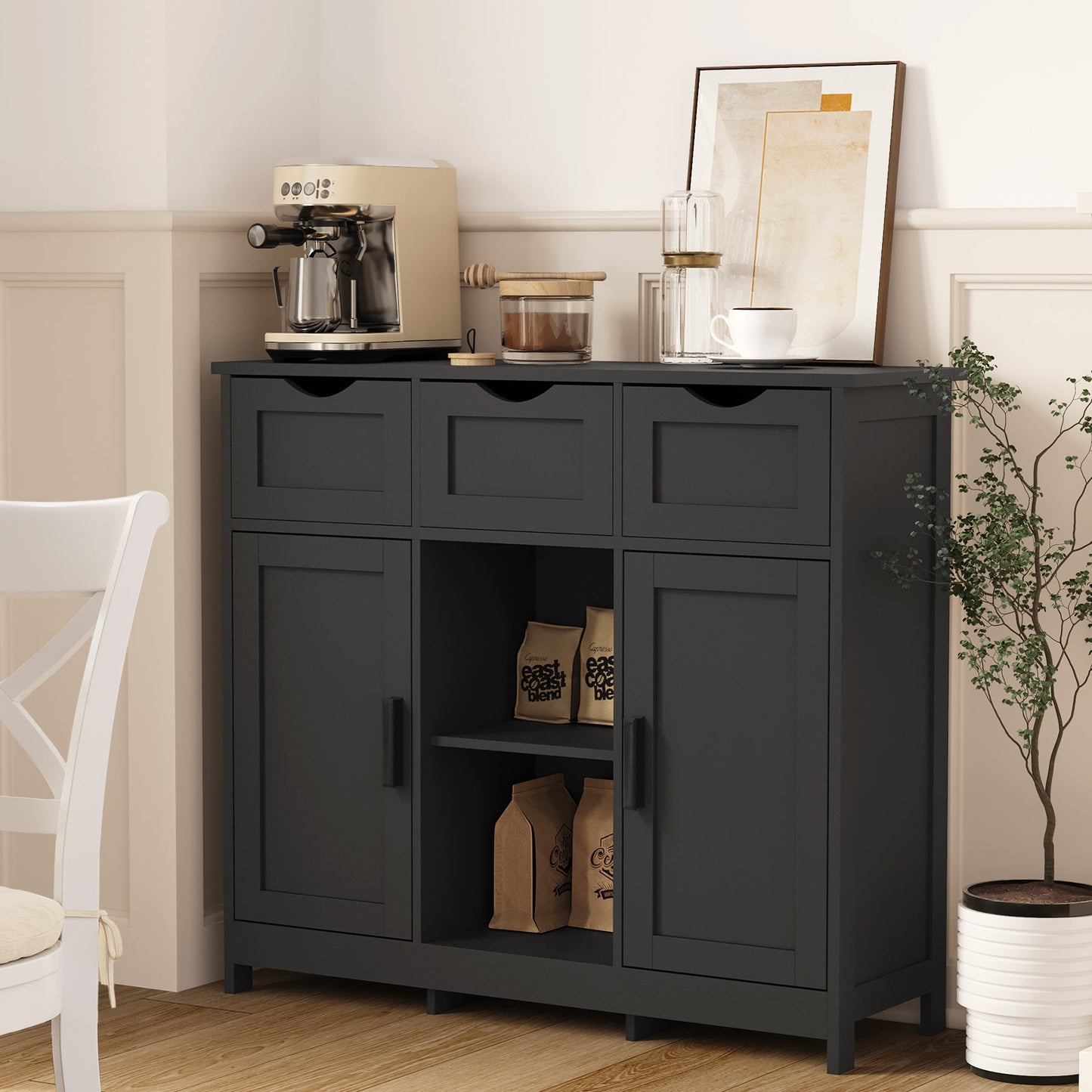 Wooden Storage Cabinet, w/ Drawers And Shelves BEUPFORLIFE.com