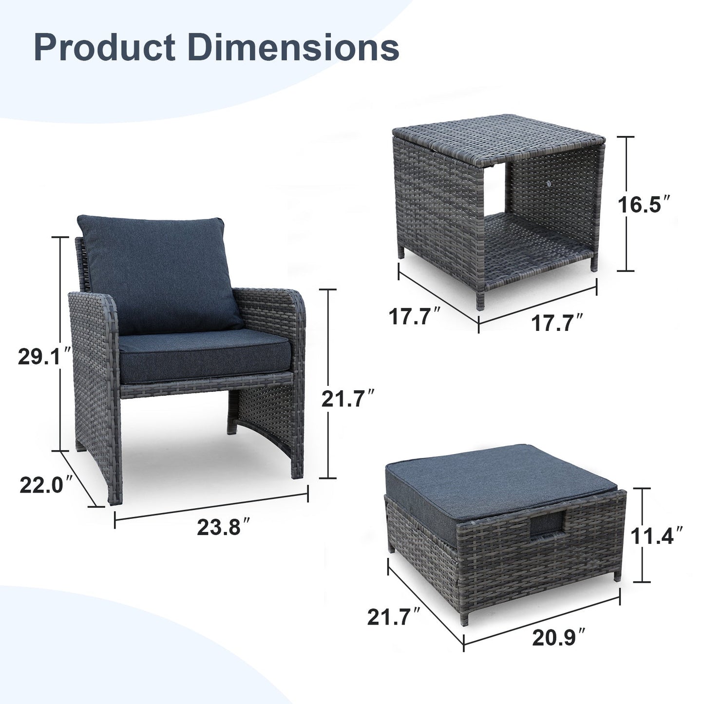 5 Piece Wicker Patio Conversation Furniture Set w/Ottomans BEUPFORLIFE.com