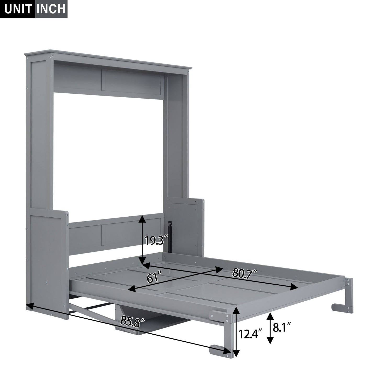 Queen Size Murphy Bed With A Shelf, Gray BEUPFORLIFE.com
