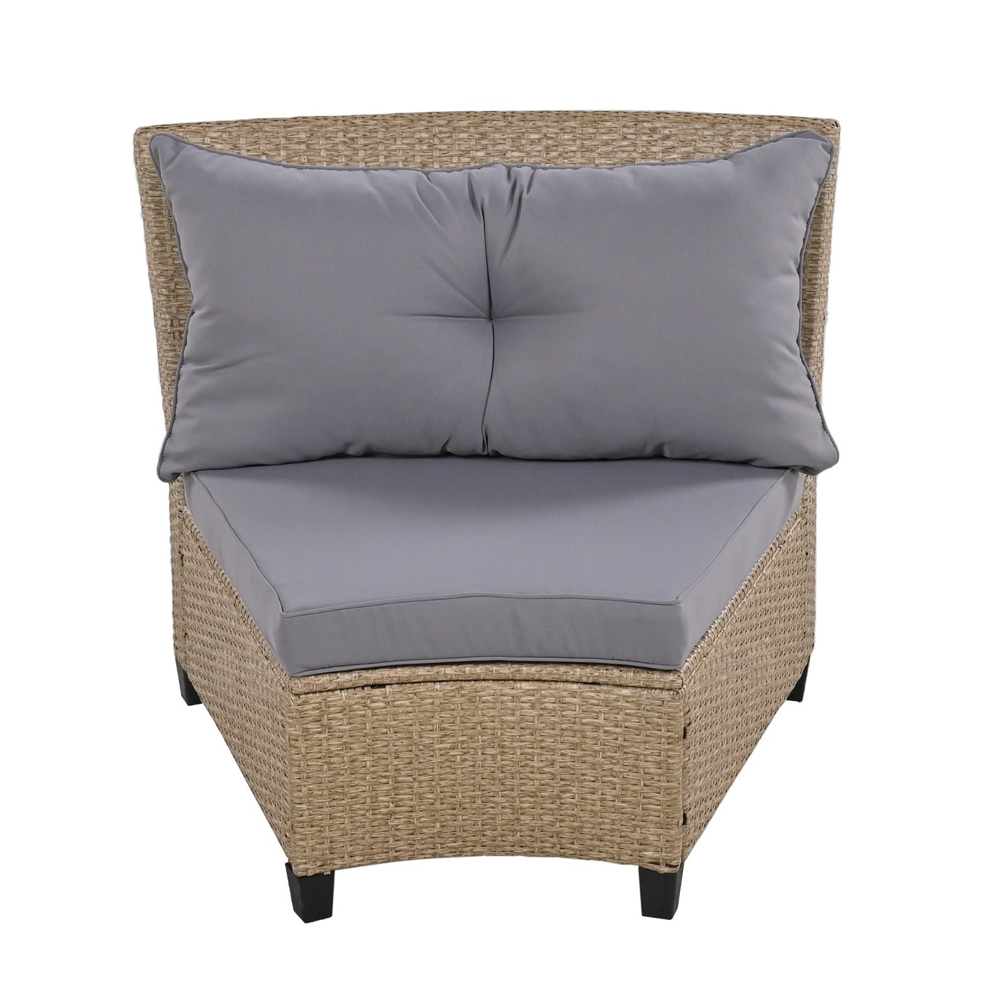 U Style 6-Person Fan-Shaped Rattan Set With Cushions Table Be Up For Life