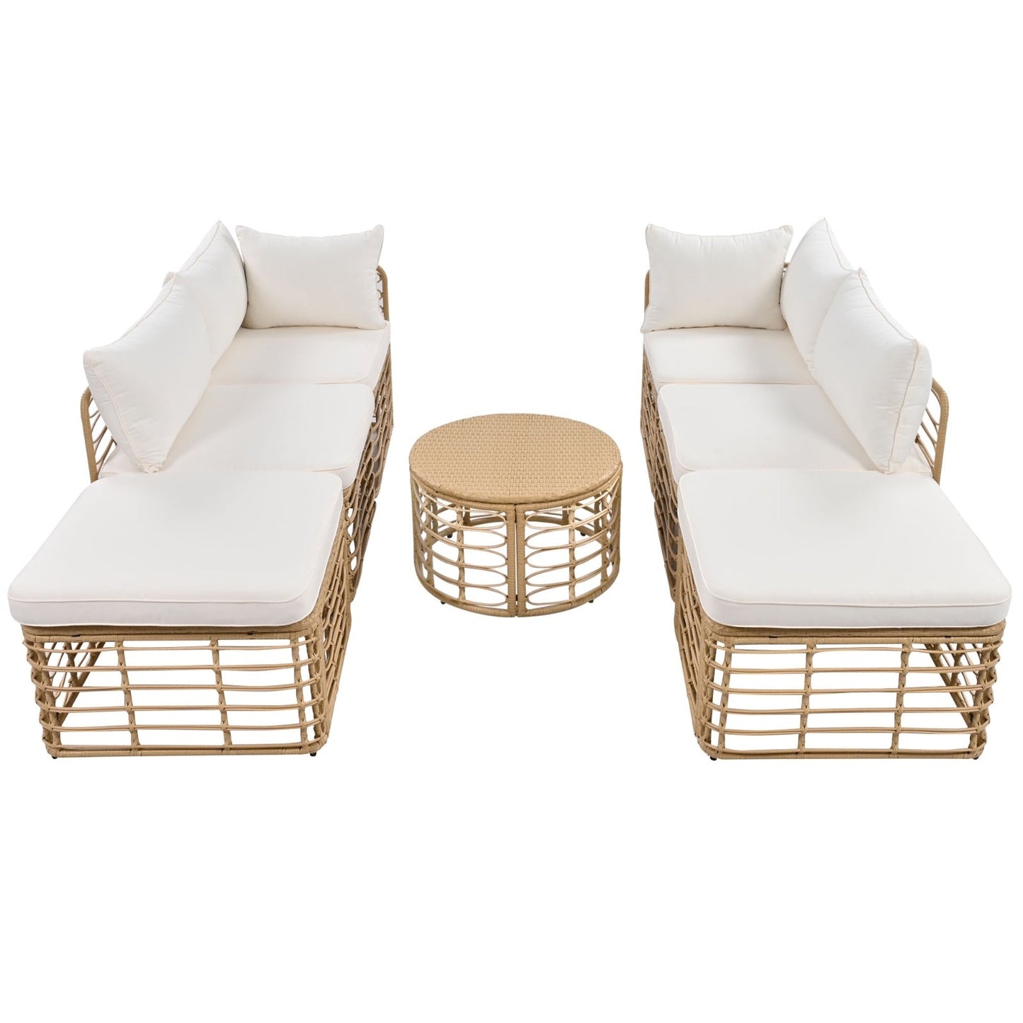 7 Piece Outdoor Patio Furniture, All-Weather Rattan Sectional Sofa Set BEUPFORLIFE.com