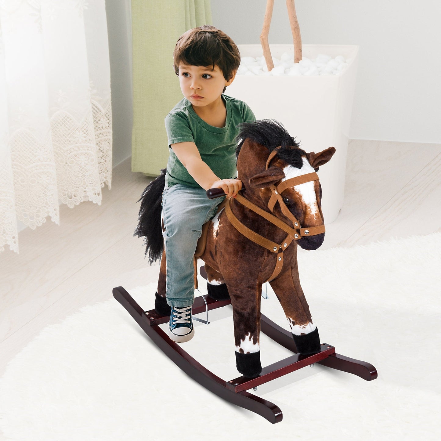 Rocking Horse Kids Plush Ride-On BEUPFORLIFE.com