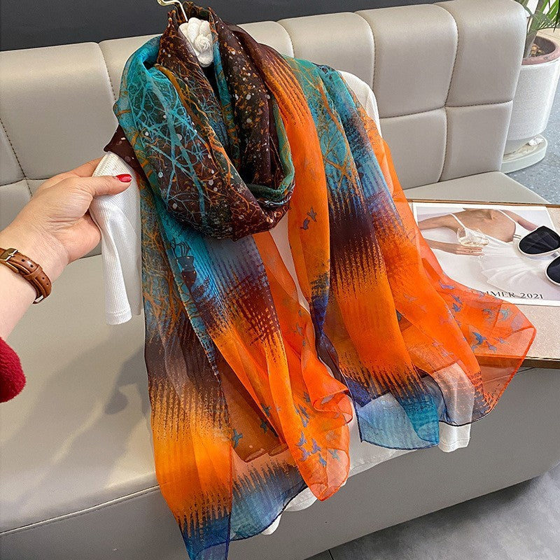 Elegant Silk Design Scarf BEUPFORLIFE.com