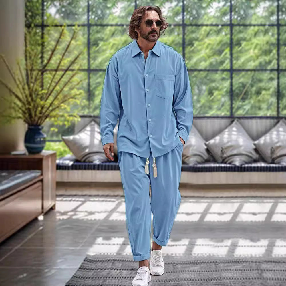 Men's Cotton & Linen Two-piece Suit Be Up For Life