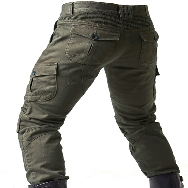 Army green denim jeans with locomotive pad BEUPFORLIFE.com