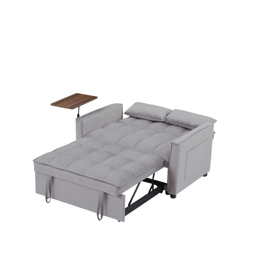 Velvet Loveseat Sleeper Sofa Bed With Side Table BEUPFORLIFE.com