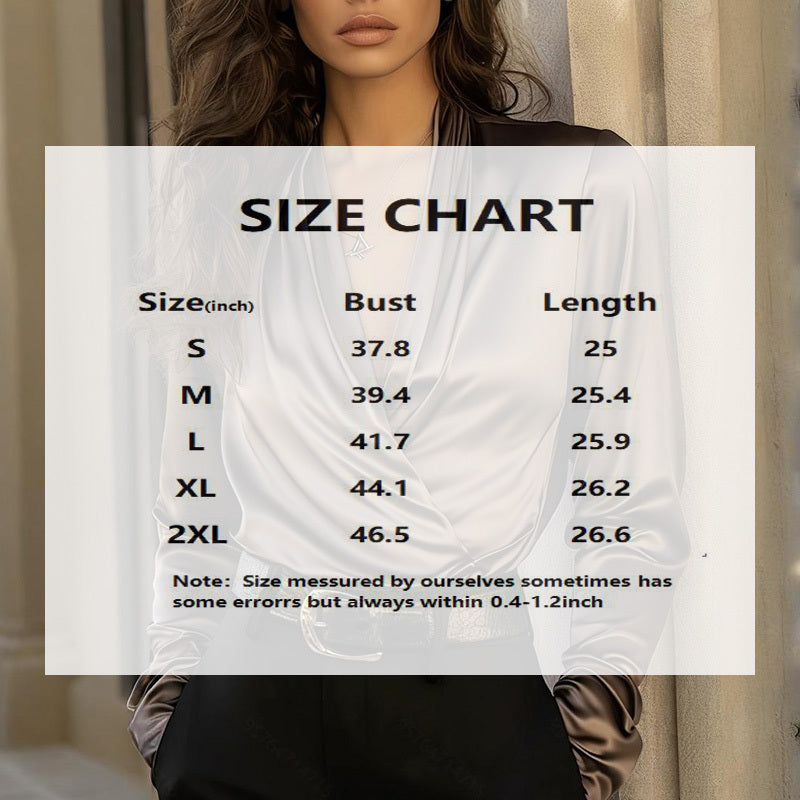 Elegant Solid Color V-Neck Long Sleeve Blouse With Pleated Detail BEUPFORLIFE.com